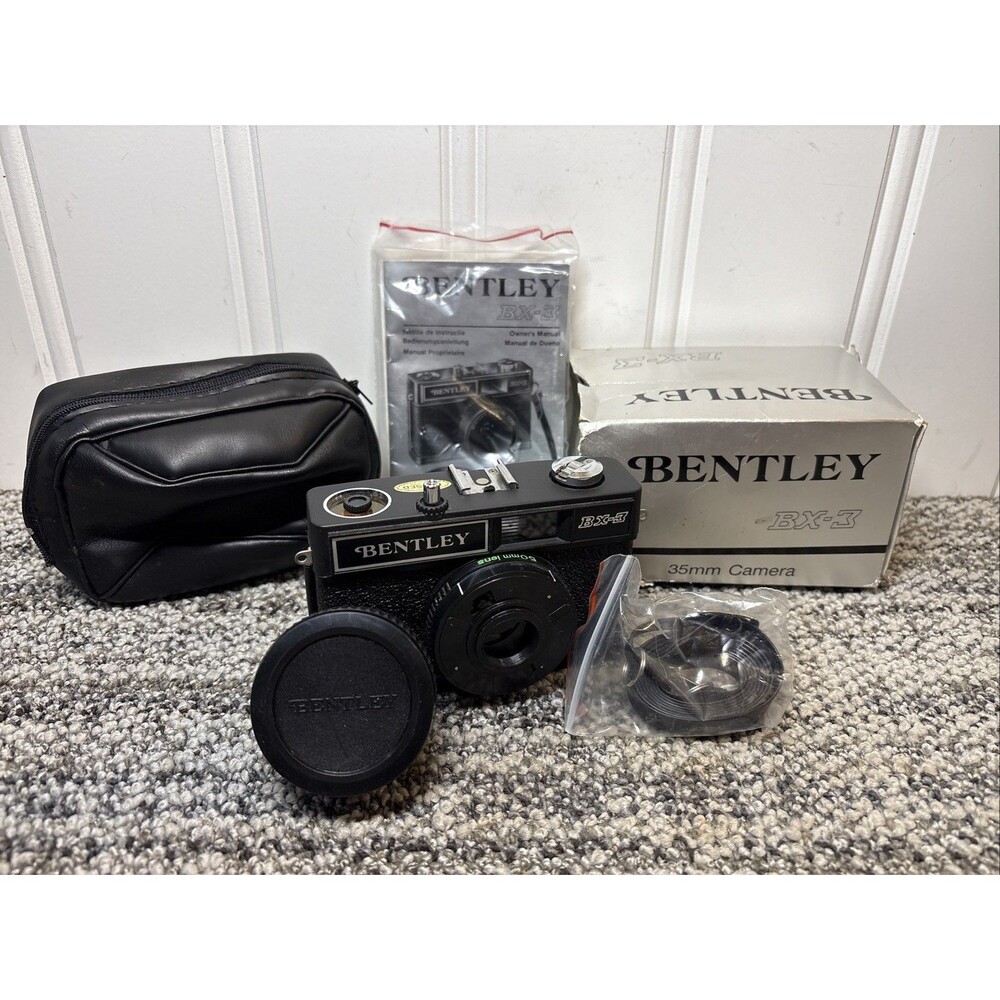 Vintage Bentley BX-3 35mm Film Cameras with 1 Soft Case /Box/Manual/ Untested